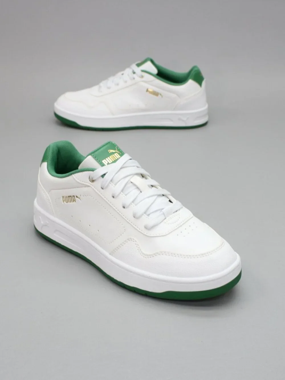 Puma Ladies 8 Court Classy White Green Sneakers Tennis Fashion Shoes - 395021-13